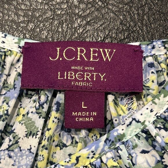 J Crew Liberty London Dress Womens Large Palermo Smocked Mini Floral Thorpe - Picture 3 of 10